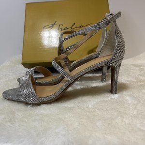 Thalia Sodi Darria Rhinestone Silver Sandals Women's Shoes